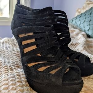 Miu Miu designer suede bootie heels